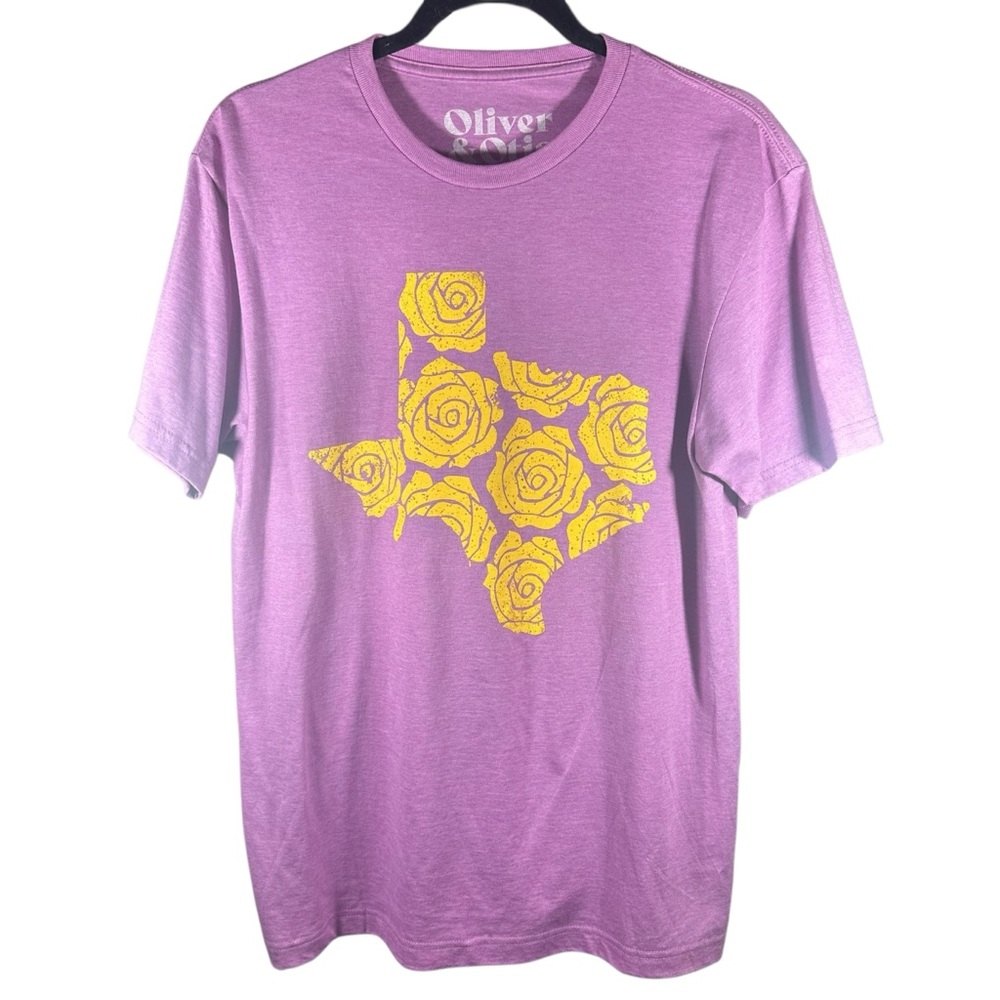 Vibrant Purple and Yellow Short Sleeve Tee with Texas Citrus Design